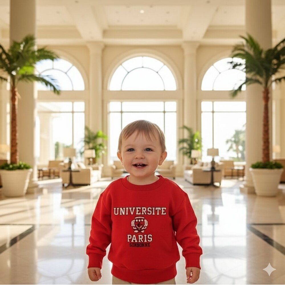 Vintage Universite Paris Sorbonne Kids Sweatshirt Red 18M French Academic